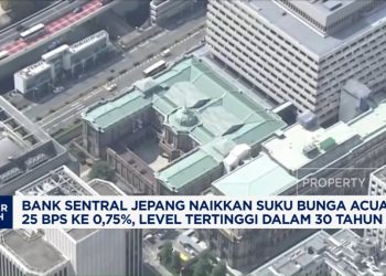 Suku Bunga BOJ Naik 25 Bps ke Level Tertinggi dalam 30 Tahun