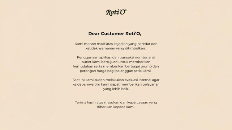 Roti O Jelaskan Alasan Terapkan Pembayaran Non Tunai Setelah Viral Tolak Uang Tunai